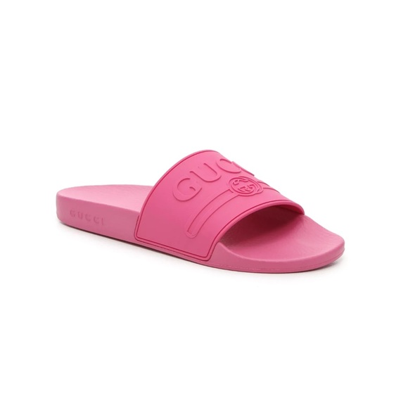 Gucci Pink Pursuit Slide Sandals - Picture 1 of 5